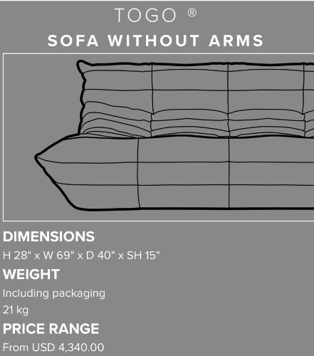 togo sofa without arms