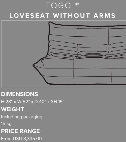 togo loveseat without arms