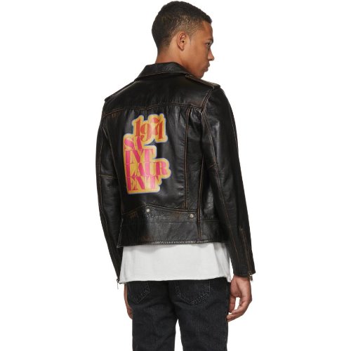 Saint laurent paris leather jacket ‘1971 saintlaurrent’ print