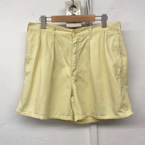 Polo Ralph Lauren faded lemon yellow 2pleats chino shorts stains USA made (32-33인치)