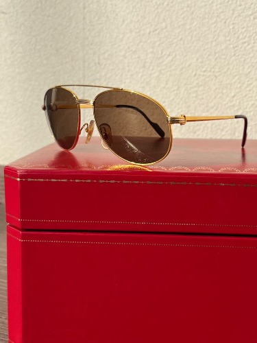 vintage cartier gold frame double bridge sunglasses (57ㅁ16)