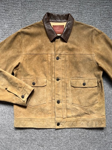 RRL leather-trimmed suede trucker jacket (L size, 105 추천)