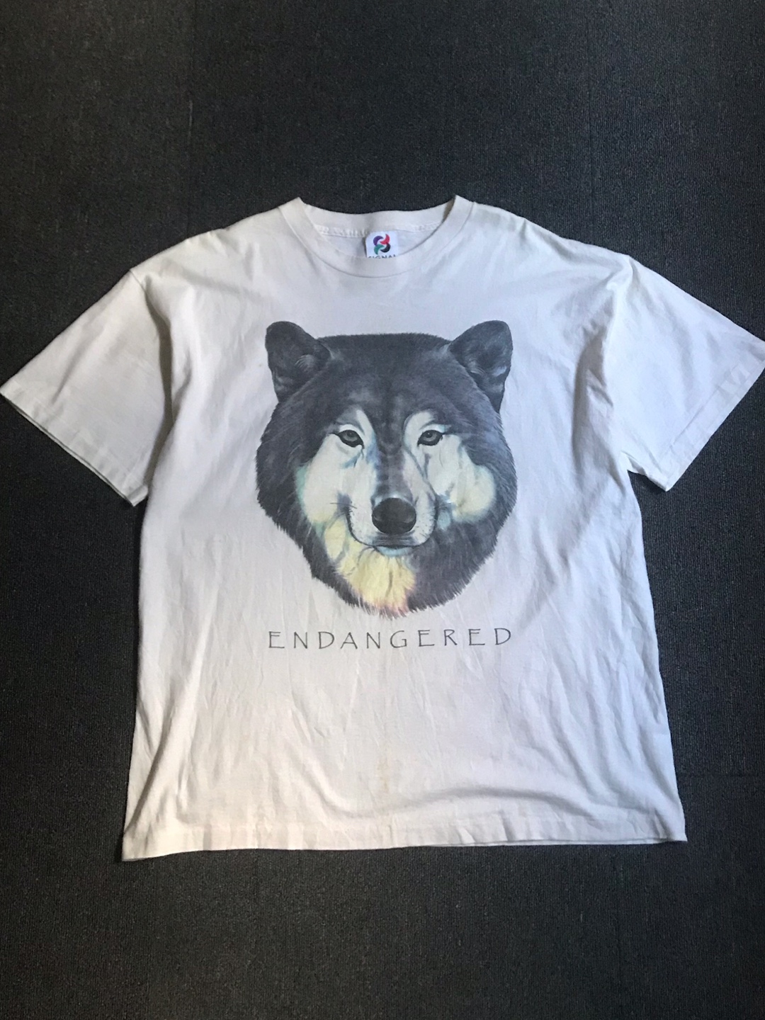 wolf head stained tee USA made (XL size, 100~ 추천)